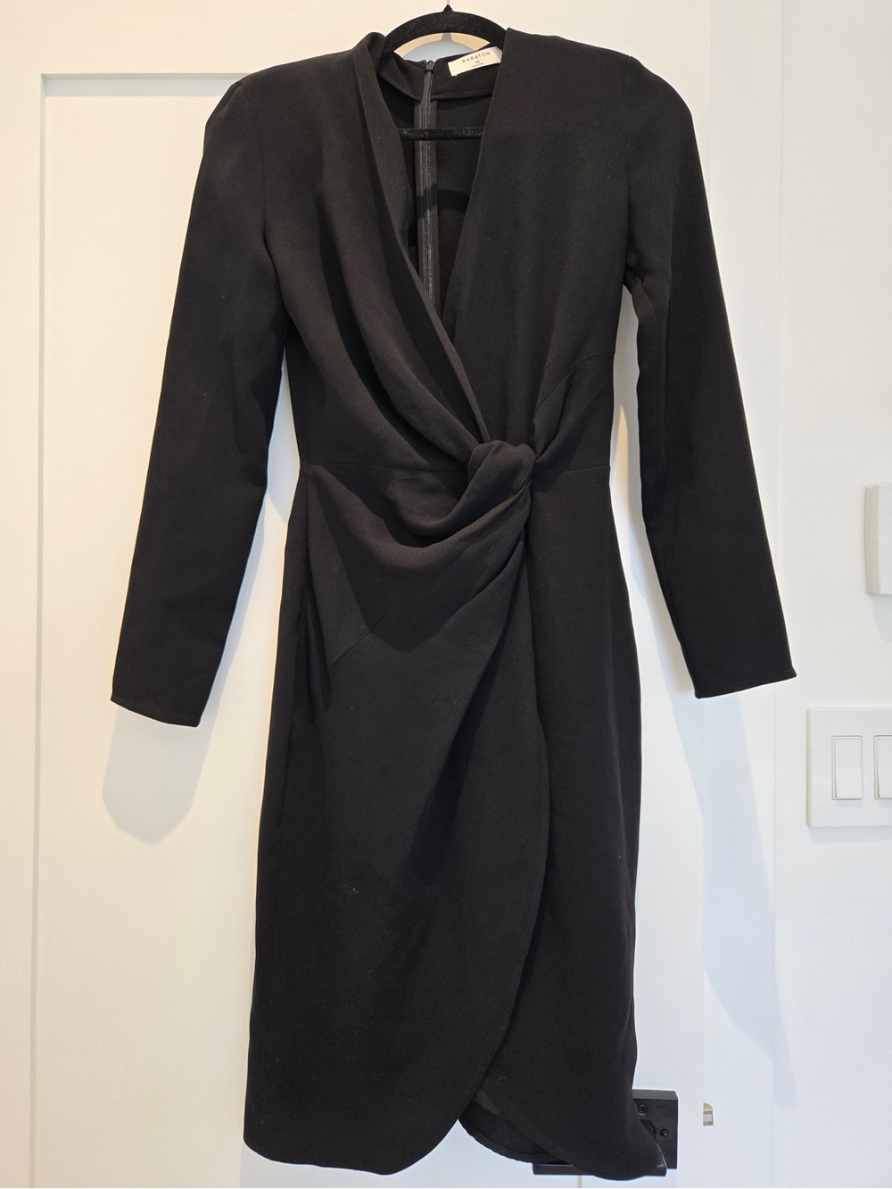 Babaton Black Knot-Detail Long Sleeve Dress